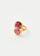 18kt Gold Pink Tourmaline Double Greek Ring