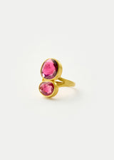 18kt Gold Pink Tourmaline Double Greek Ring