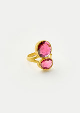 18kt Gold Pink Tourmaline Double Greek Ring