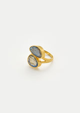 18kt Gold Labradorite Double Greek Ring