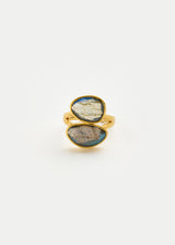 18kt Gold Labradorite Double Greek Ring
