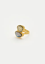 18kt Gold Labradorite Double Greek Ring