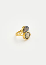 18kt Gold Labradorite Double Greek Ring