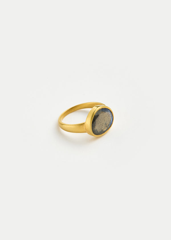 18kt Gold Labradorite Greek Ring