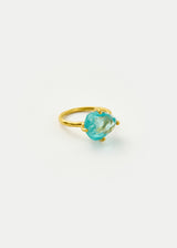 18kt Gold Carnival Aquamarine Claw Set Textured Band Ring