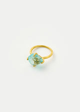 18kt Gold Carnival Aquamarine Claw Set Textured Band Ring