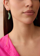 18kt Gold Green Aventurine Drill & Loop Earrings