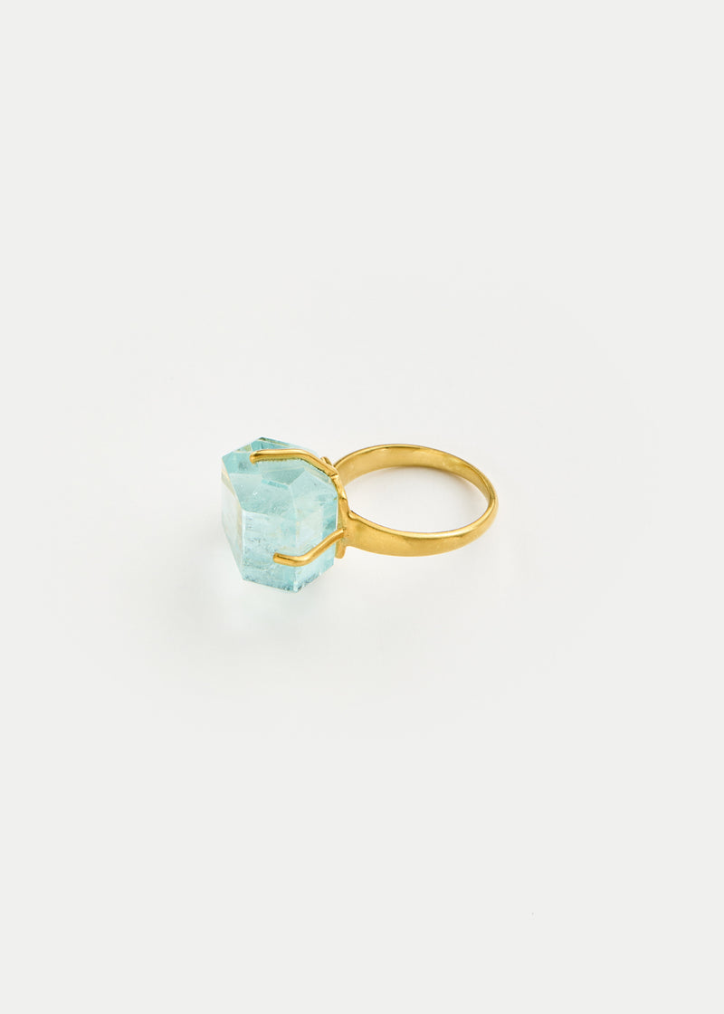 18kt Gold Aquamarine Claw Set Ring