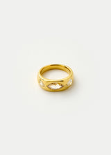 22kt Gold Diamond Three Stone Flush Set Band Ring
