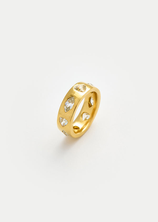 22kt Gold Diamond Flush Set Ring