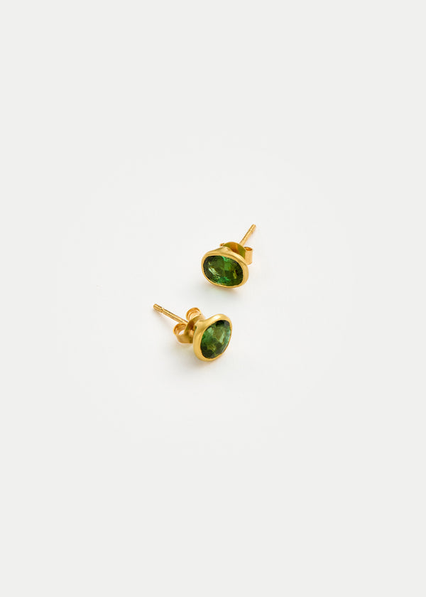 18kt Gold Green Tourmaline Classic Studs