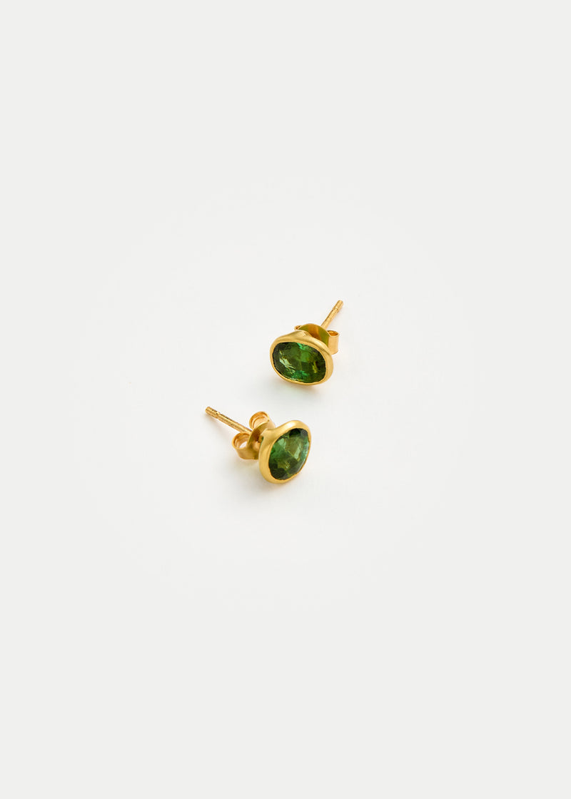 18kt Gold Green Tourmaline Classic Studs