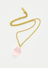 18kt Gold Carnival Rose Quartz Amulet Necklace