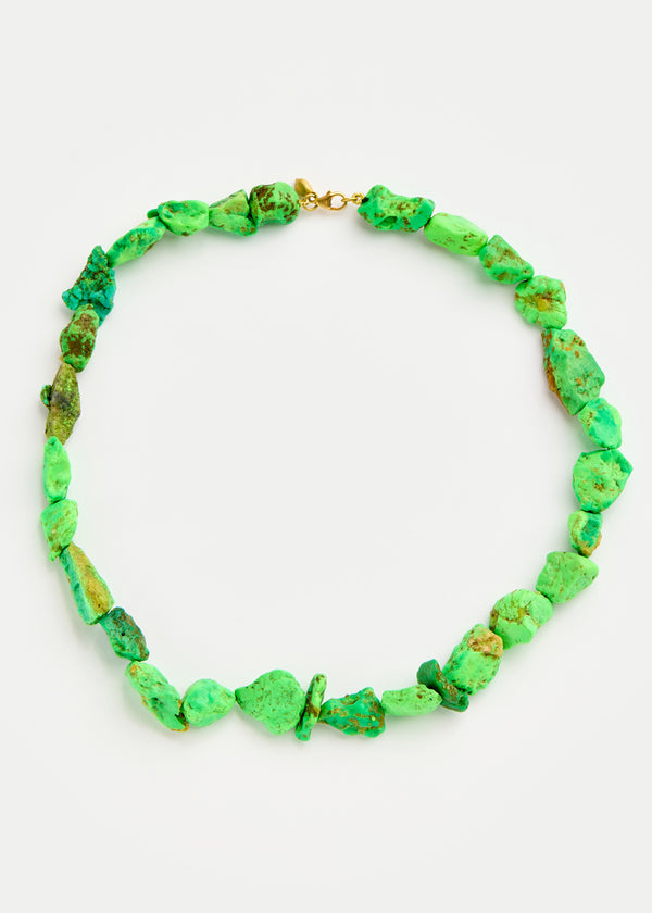 18kt Gold Green Turquoise Short Beaded Necklace