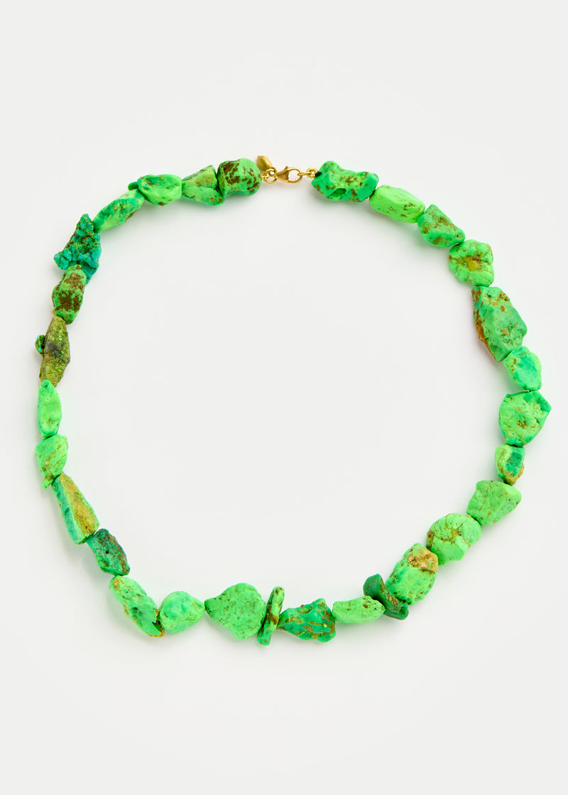 18kt Gold Green Turquoise Short Beaded Necklace