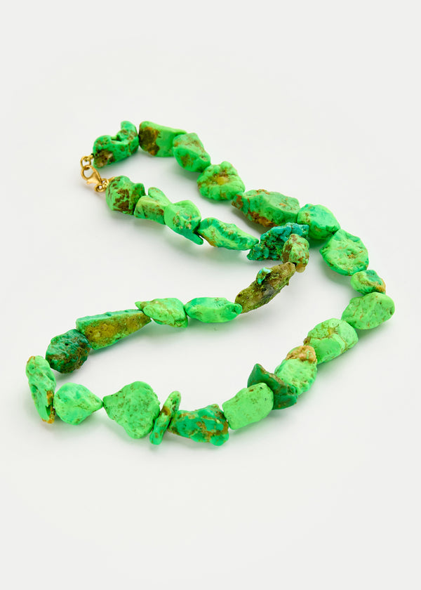 18kt Gold Green Turquoise Short Beaded Necklace