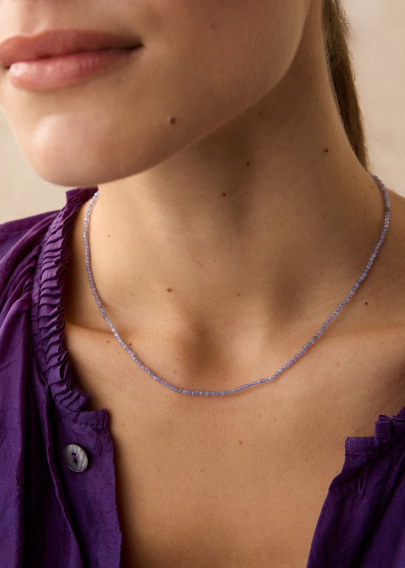 18kt Gold Light Sapphire Beaded Necklace