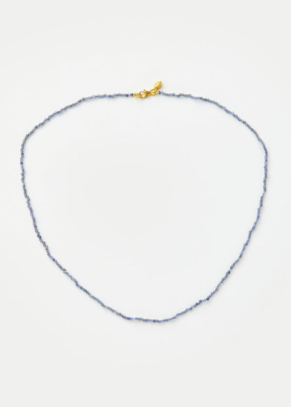 18kt Gold Dark Sapphire Beaded Necklace
