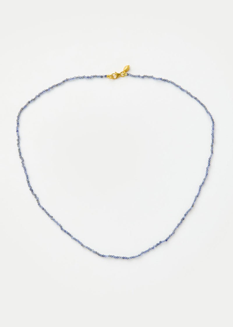 18kt Gold Dark Sapphire Beaded Necklace