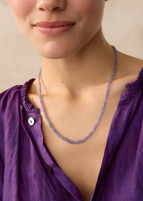 18kt Gold Tanzanite Beaded Necklace