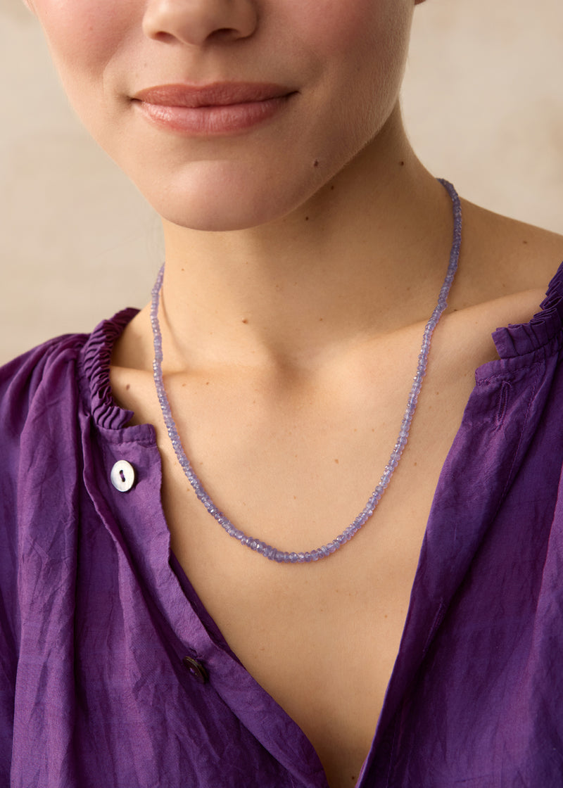 18kt Gold Tanzanite Beaded Necklace