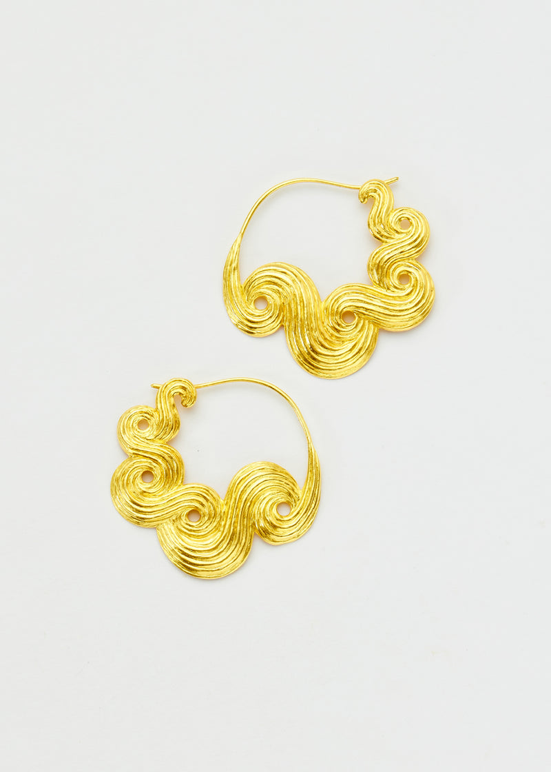 18kt Gold PSTM Myanmar Poseidon's Rolling Waves Hoops