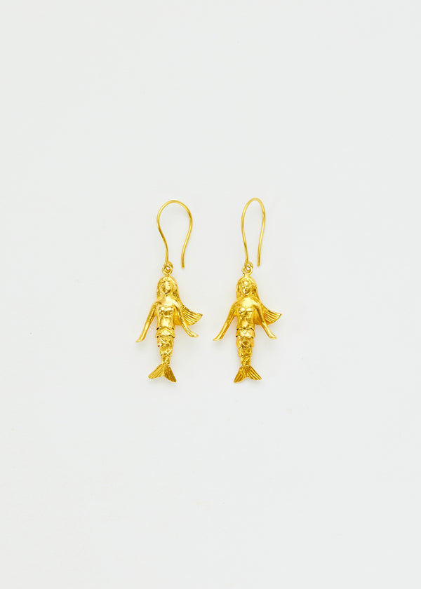 18kt Gold PSTM Myanmar Poseidon's Waves Mermaid Earrings