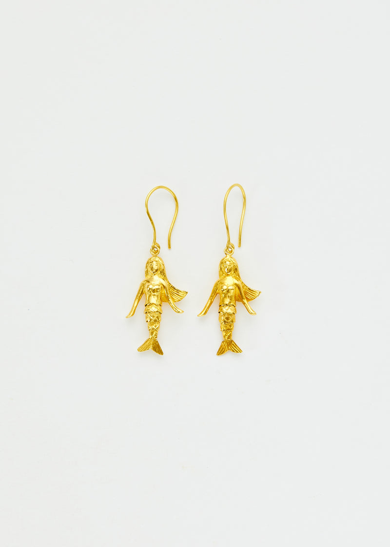 18kt Gold PSTM Myanmar Poseidon's Waves Mermaid Earrings