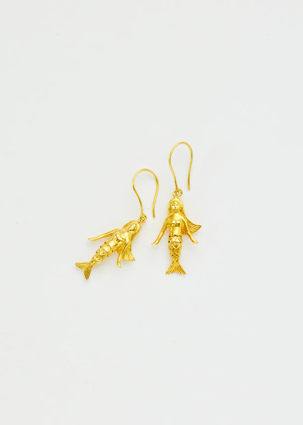 18kt Gold PSTM Myanmar Poseidon's Waves Mermaid Earrings