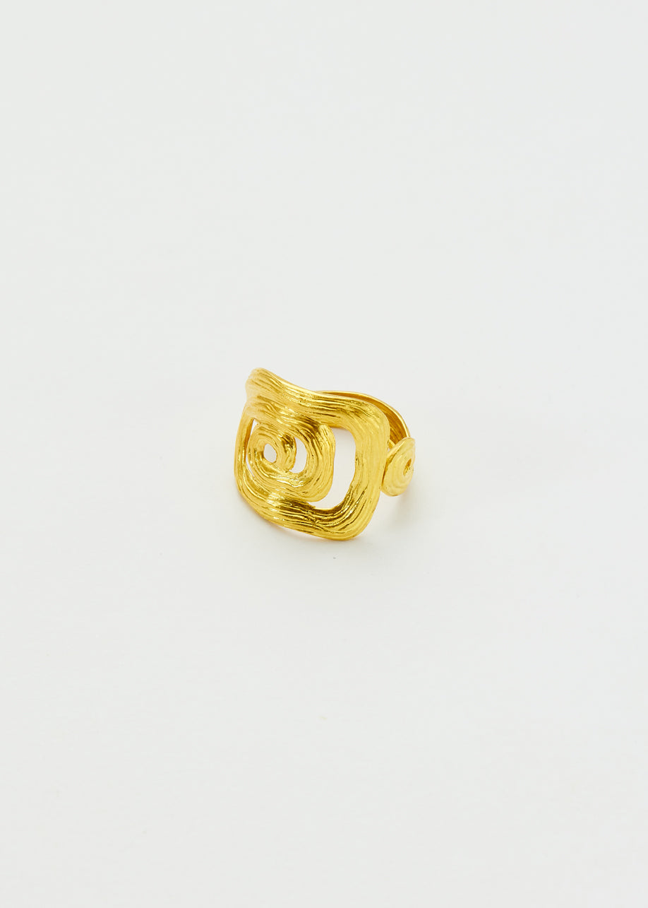18kt Gold PSTM Myanmar Poseidon's Waves Square Ring