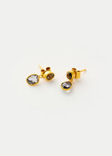 18kt Gold PSTM Myanmar Grey Spinel Double Drop Earrings