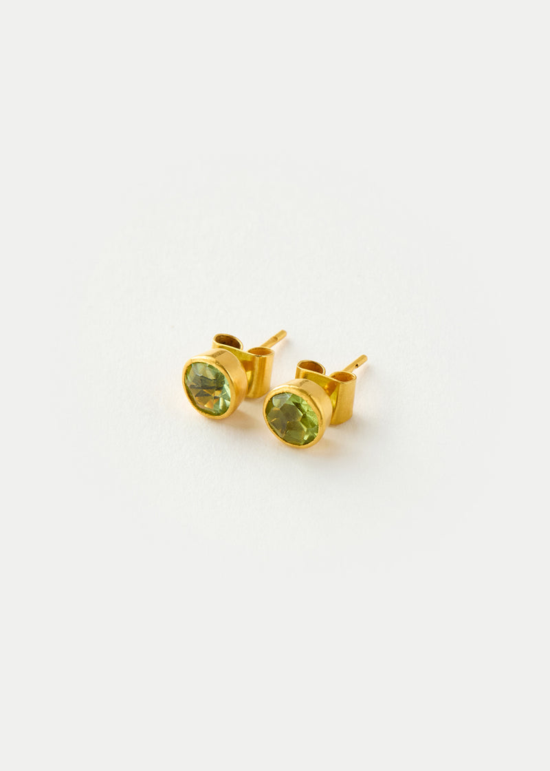 18kt Gold PSTM Myanmar Tender Greens Peridot Studs