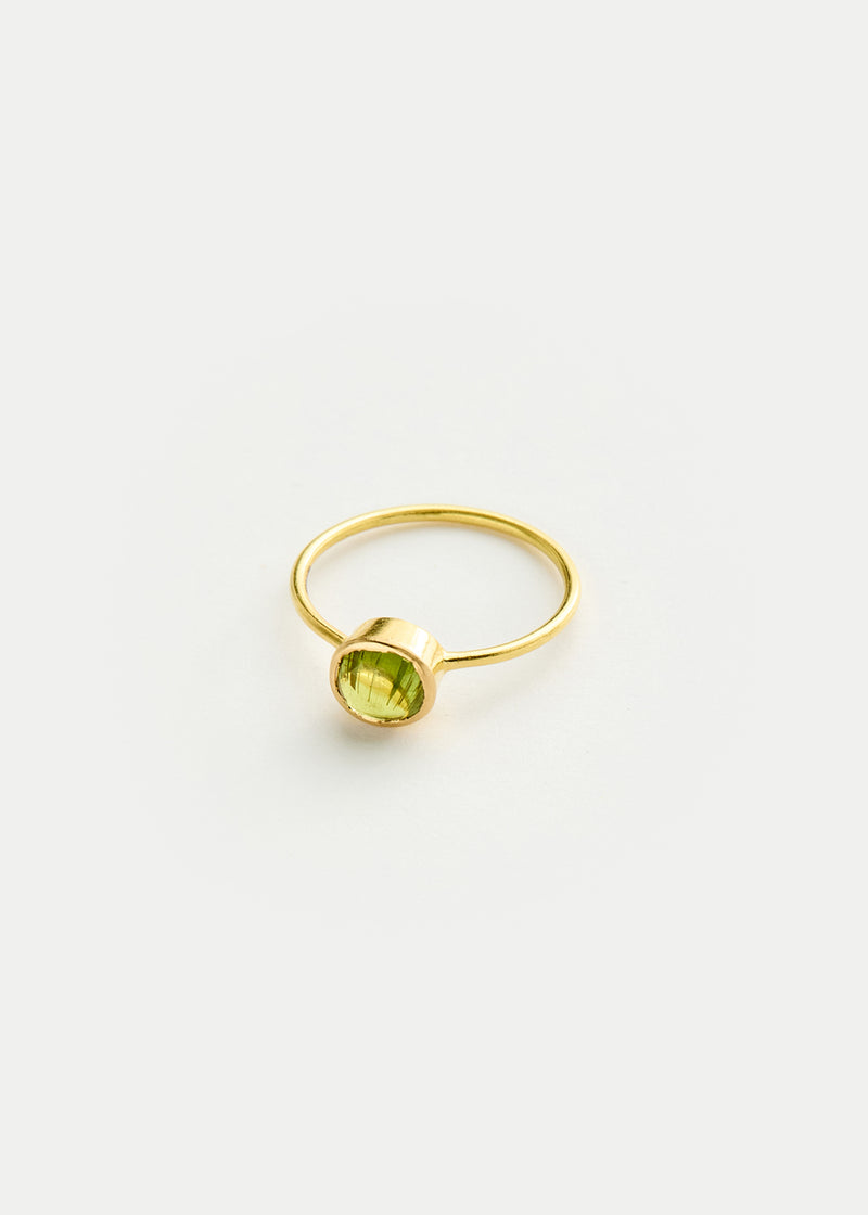 18kt Gold PSTM Myanmar Tender Greens Peridot Cup Ring