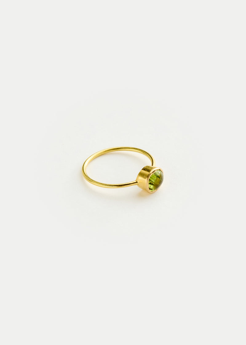 18kt Gold PSTM Myanmar Tender Greens Peridot Cup Ring