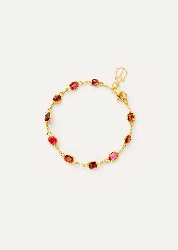 18kt Gold PSTM Myanmar Pink & Red Spinel Bracelet