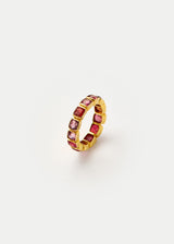 18kt Gold PSTM Myanmar Pink & Red Spinel Eternity Ring