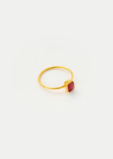 18kt Gold PSTM Myanmar Dark Red Spinel Square Cup Ring