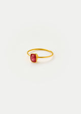 18kt Gold PSTM Myanmar Red Spinel Square Cup Ring