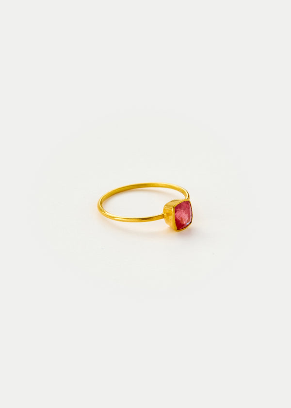 18kt Gold PSTM Myanmar Pink Spinel Square Cup Ring