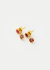 18kt Gold PSTM Myanmar Red Spinel Double Drop Earrings