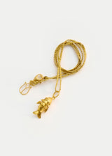 18kt Gold PSTM Myanmar Tiny Fish Pendant on Cord