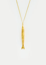18kt Gold PSTM Myanmar Needle Fish Pendant on Cord