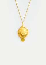 18kt Gold PSTM Myanmar Flounder Fish Pendant on Cord