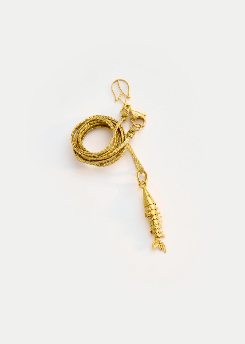 18kt Gold PSTM Myanmar Pollock Fish Pendant on Cord