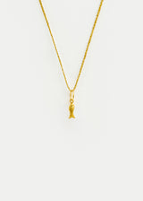18kt Gold PSTM Myanmar Tiny Fish Pendant on Cord