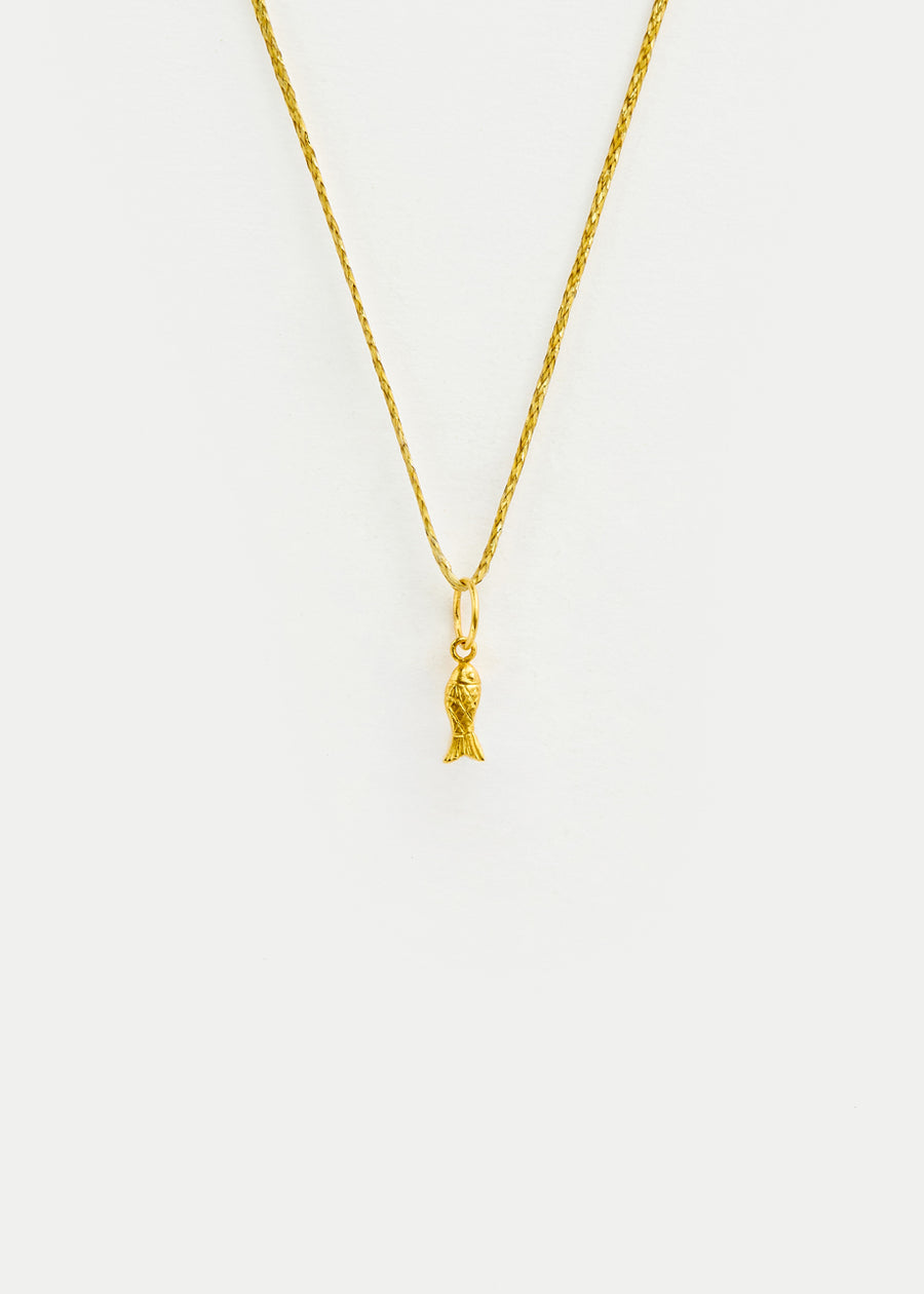 18kt Gold PSTM Myanmar Tiny Fish Pendant on Cord – Pippa Small