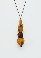 Carved Progeny Tiger's Eye Four Drop Amulet on Cord