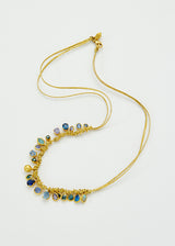 18kt Gold Indigo Mixed Stones Cluster on Cord