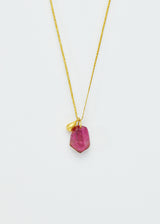 18kt Gold Birds Lament Pink Tourmaline & Gold Drop Amulets on Cord