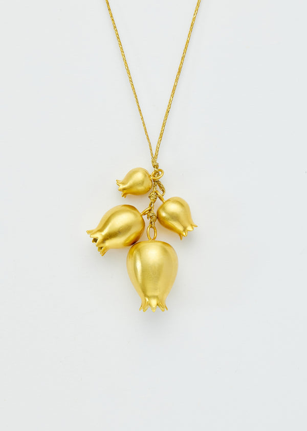 18kt Gold Sun's Rays Poppy Seed Cluster on Cord